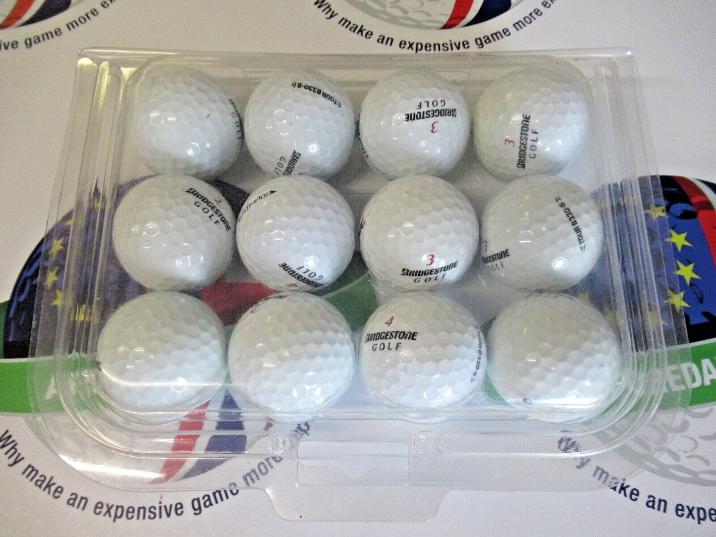 12 Bridgestone Tour B330-S White Golf Balls Pearl/Pearl 1 Grade
