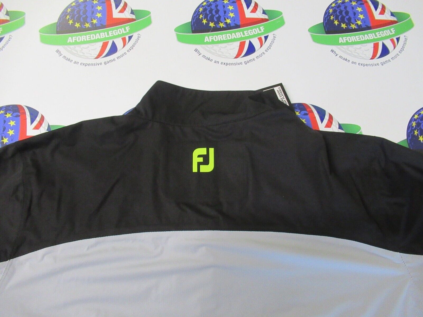 footjoy hydrolite waterproof jacket black/grey/lime uk size medium