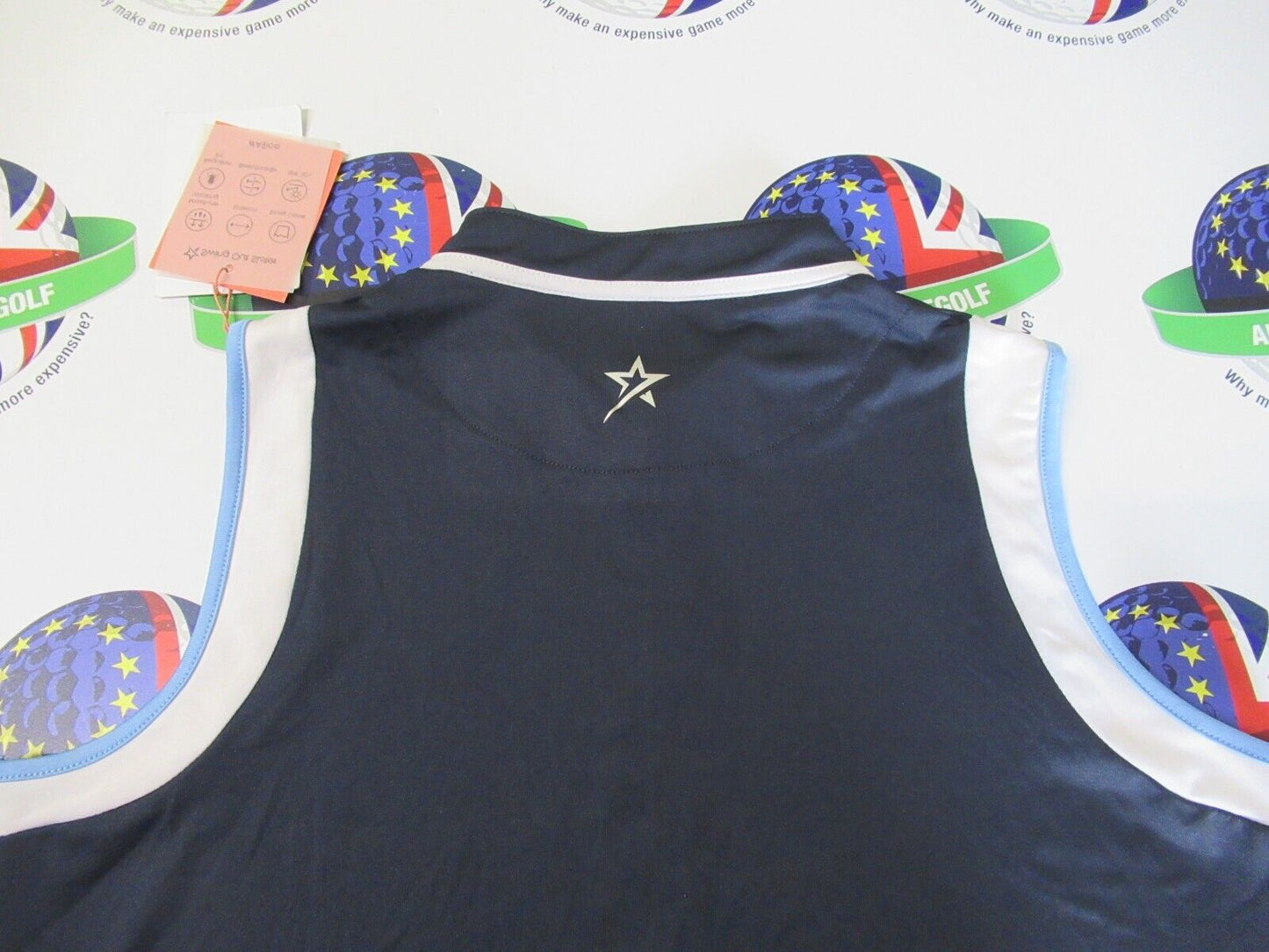 Swing Out Sister Alice Zip Up Sleeveless Polo Shirt Navy Blazer UK Size Large