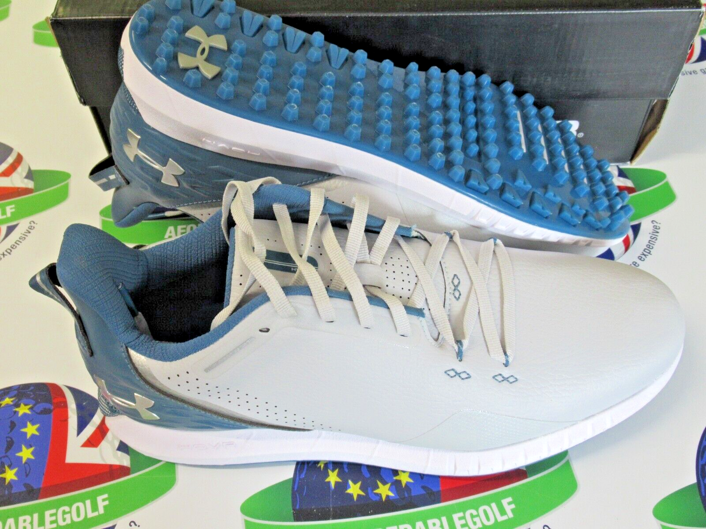Under Armour Hovr Drive 2 Sl Waterproof Golf Shoes Grey/Blue UK Size 8.5