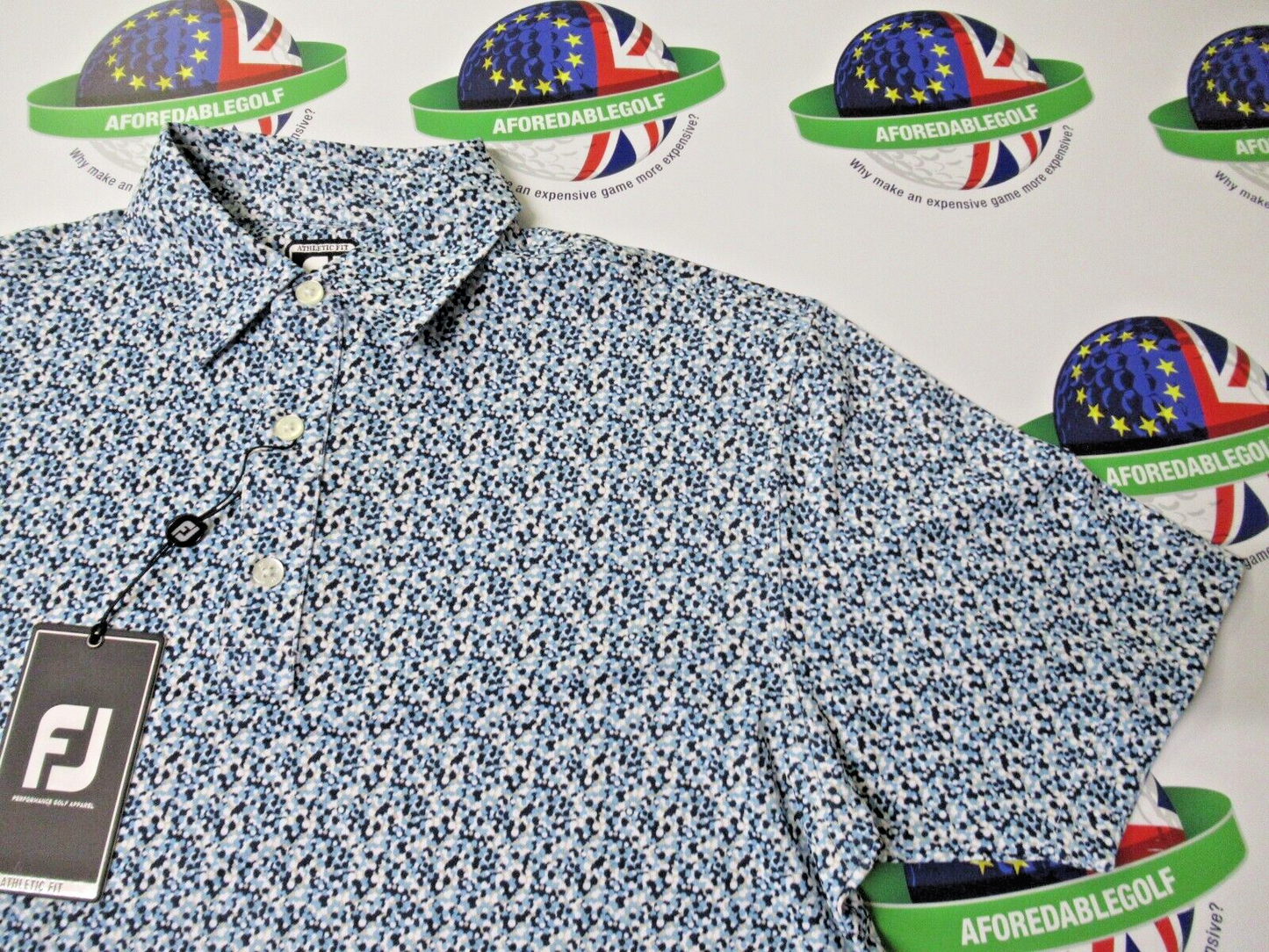 footjoy eu confetti print polo shirt true blue uk size medium