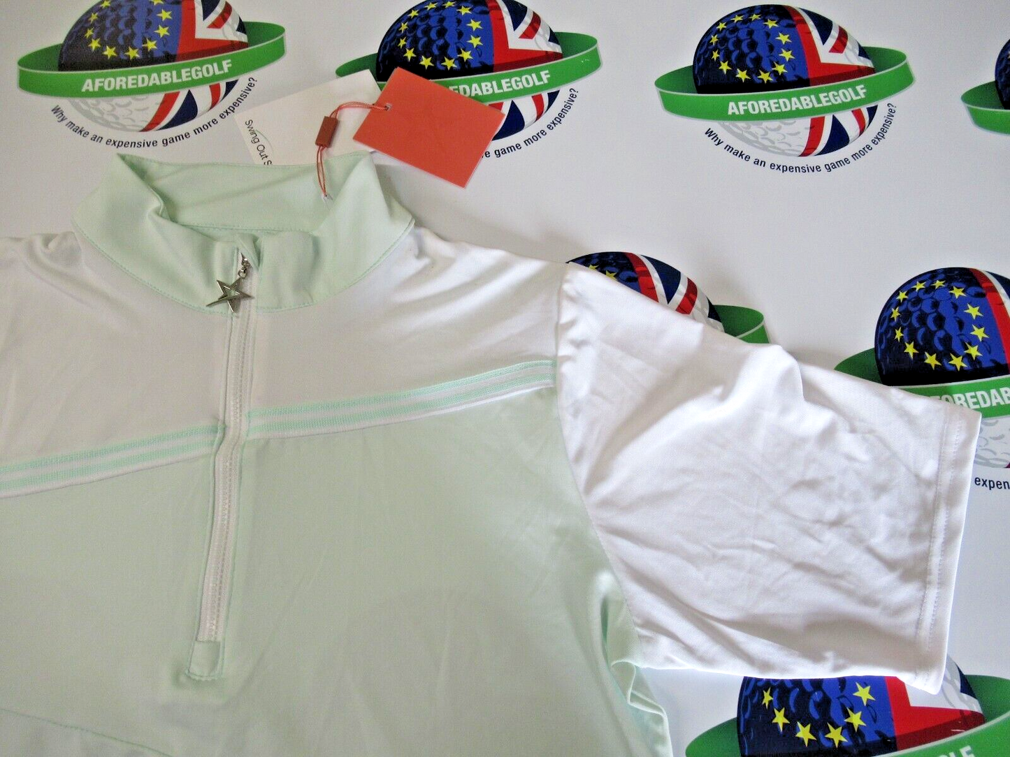 swing out sister therese cap neon mint polo shirt uk size large