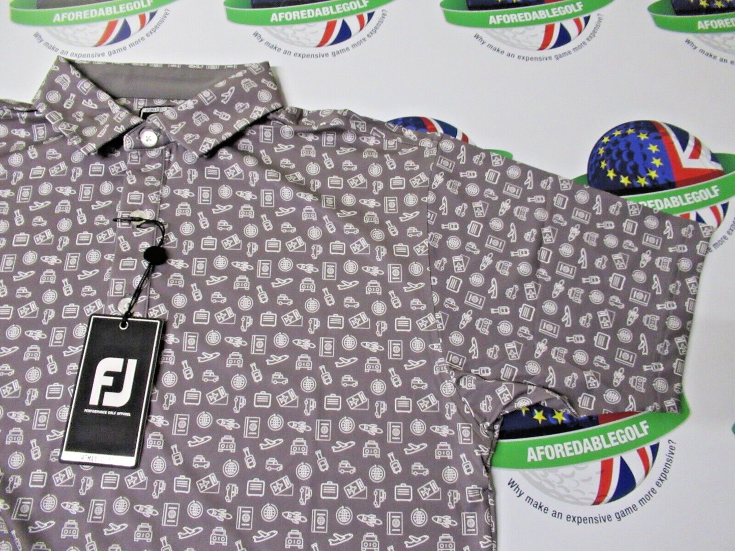 footjoy eu travel print polo shirt lava/white uk size medium