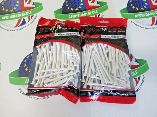 x 160 83mm brand fusion white wooden golf tees x2 bumper packs 80 tees per pack