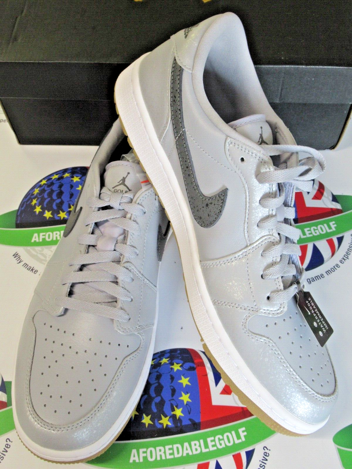 nike air jordan 1 low g golf shoes wolf grey/iron grey-white uk size 10