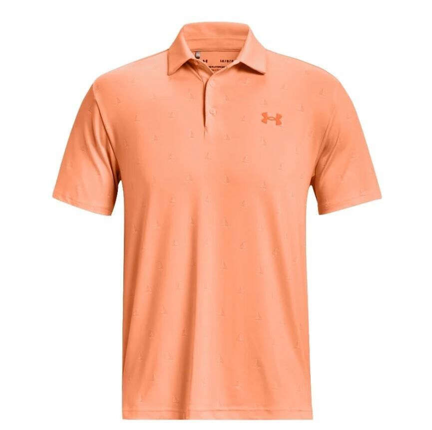 Under Armour Play Off 3.0 Printed Orange Polo Shirt Size Large