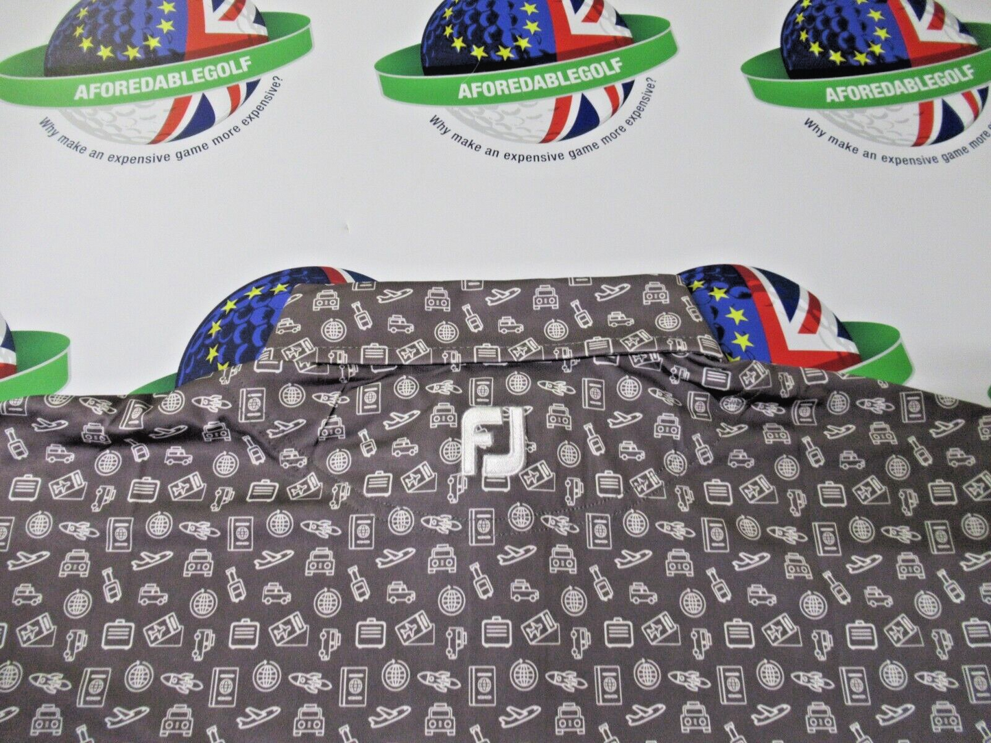 footjoy eu travel print polo shirt lava/white uk size medium