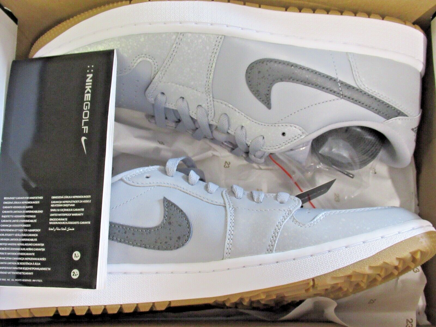 Nike Air Jordan 1 Low G Golf Shoes Wolf Grey/Iron Grey-White UK Size 9