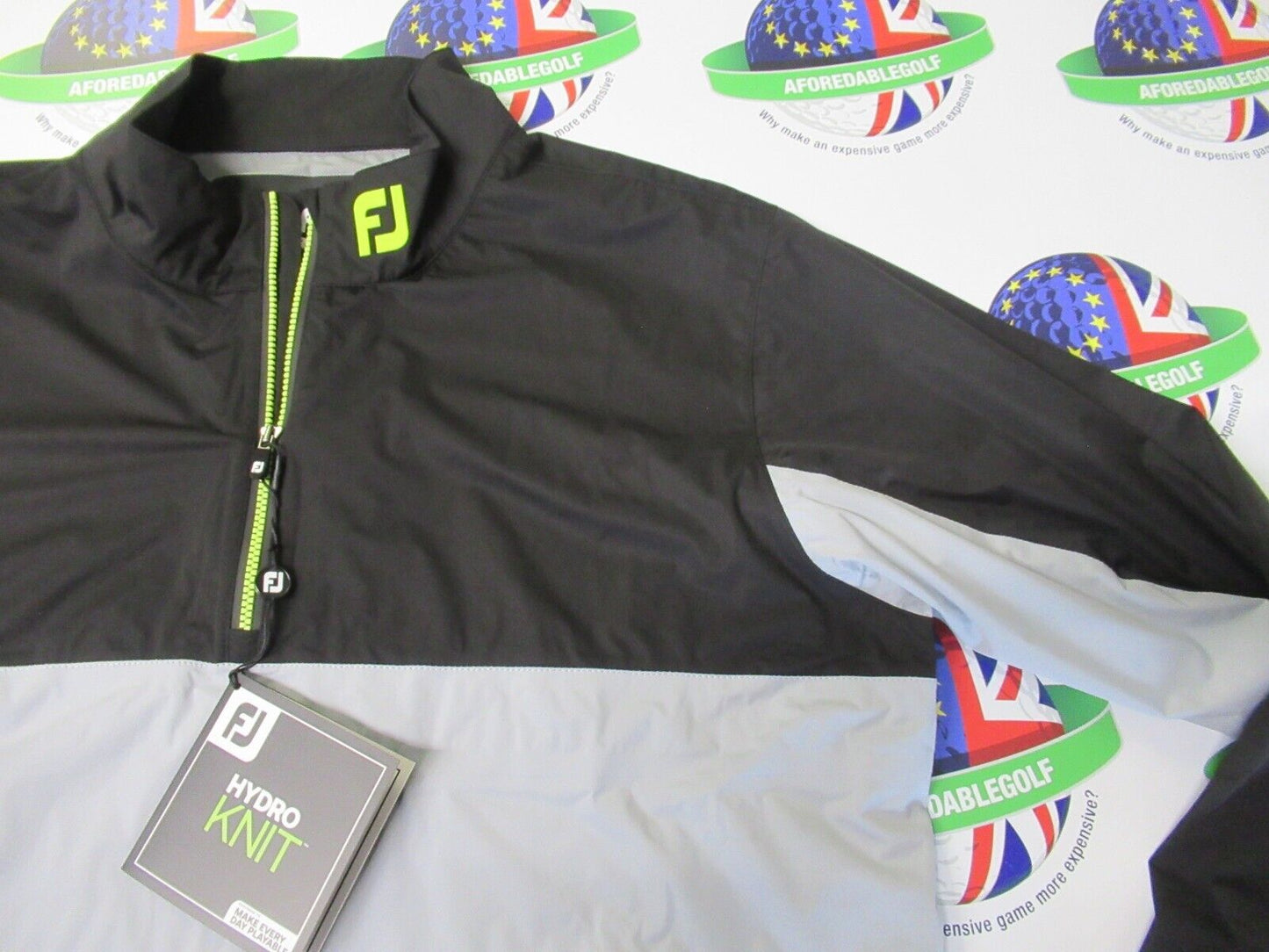 footjoy hydrolite waterproof jacket black/grey/lime uk size medium