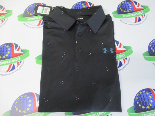 under armour play off 3.0 printed black multi dot polo shirt size large