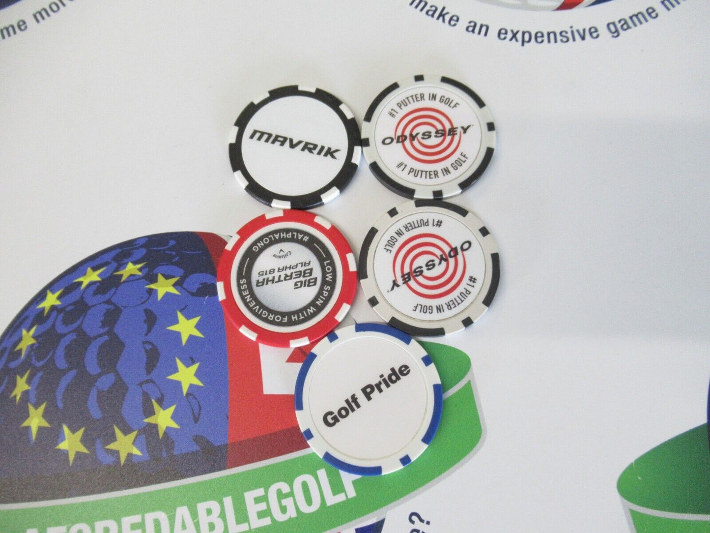 New X5 Callaway Odyssey Golf Pride Poker Chip Ball Markers