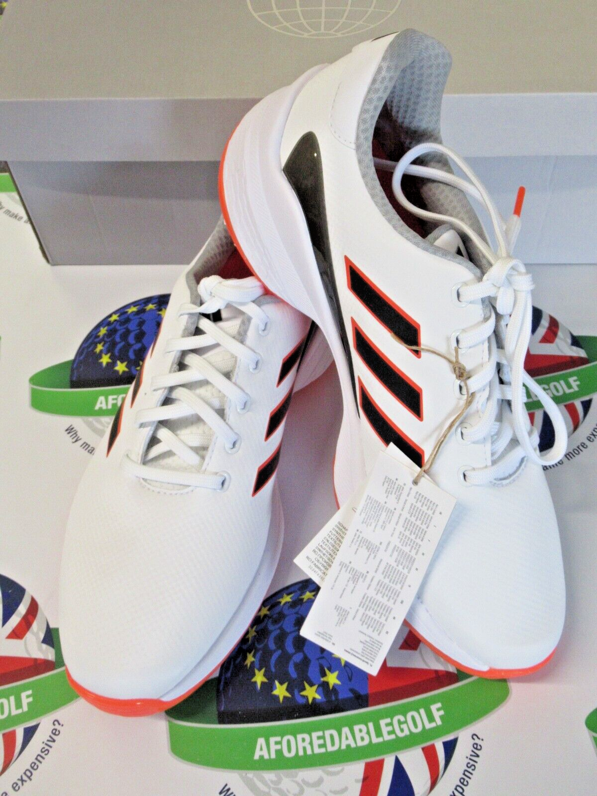 adidas zg23 waterproof golf shoes white/orange uk size 10.5