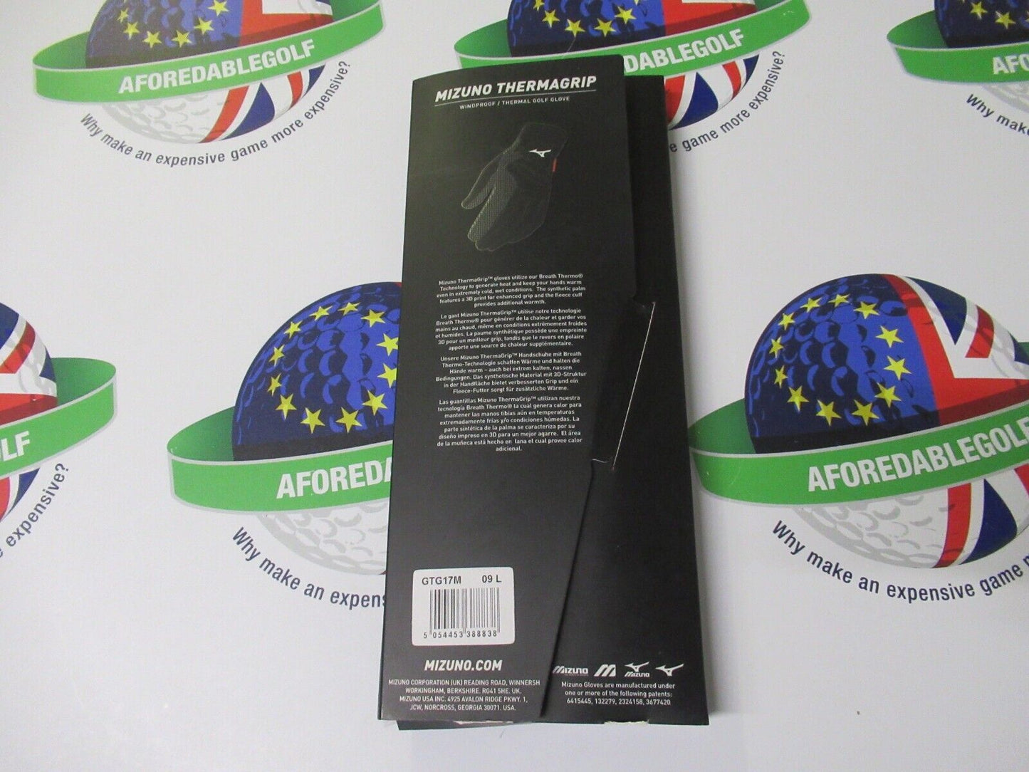 Mizuno Mens Black Thermagrip Golf Gloves (1 Pair) Left & Right Gloves Large