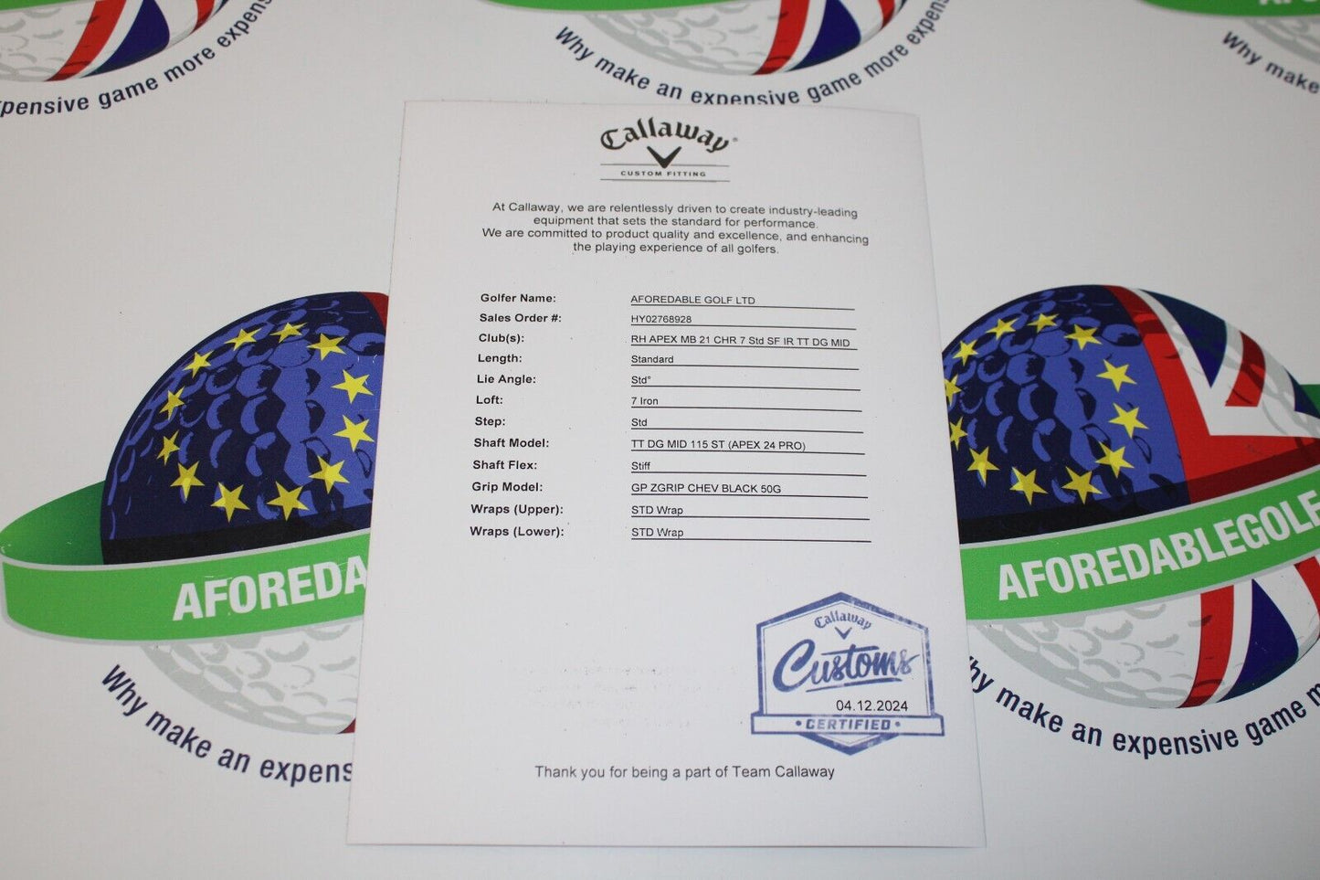 New Callaway Apex Mb Forged 7 Iron True Temper Dynamic Gold Mid 115 S300 Stiff