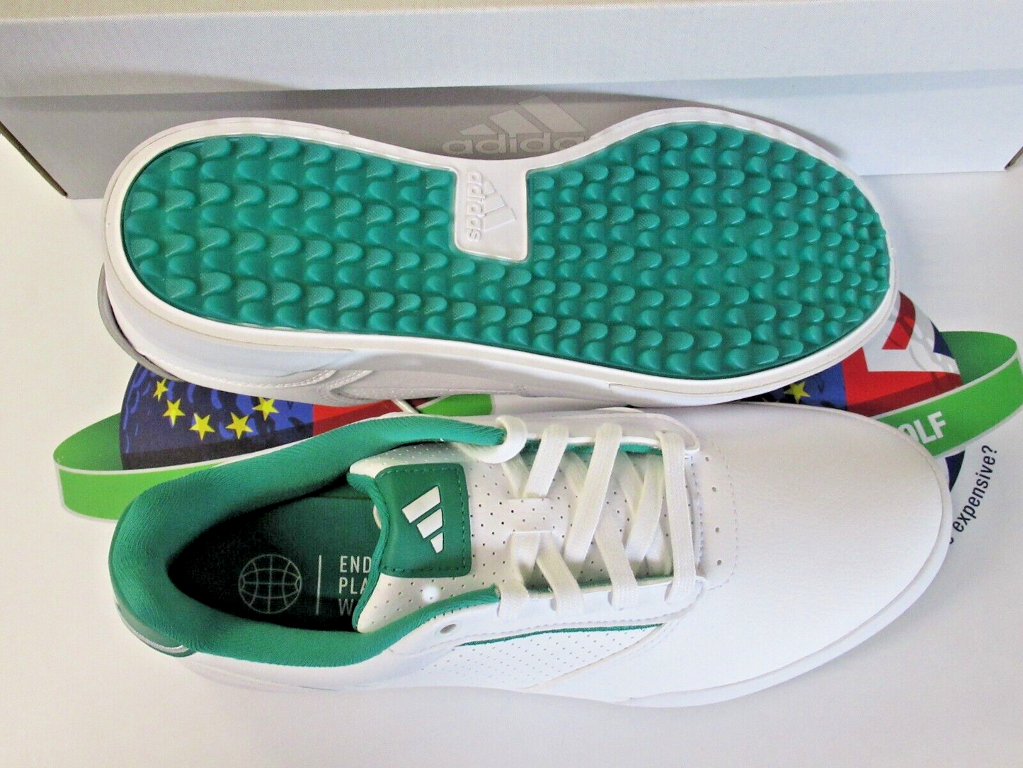 adidas retrocross white/green waterproof golf shoes uk size 11 wide