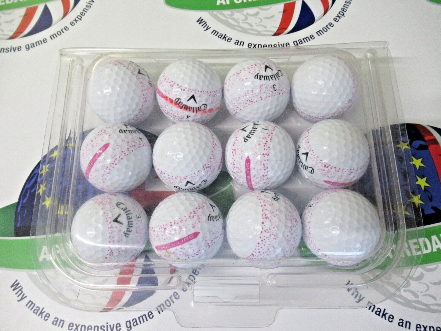 12 Callaway Supersoft Splatter Pink Golf Balls Pearl/Pearl 1 Grade