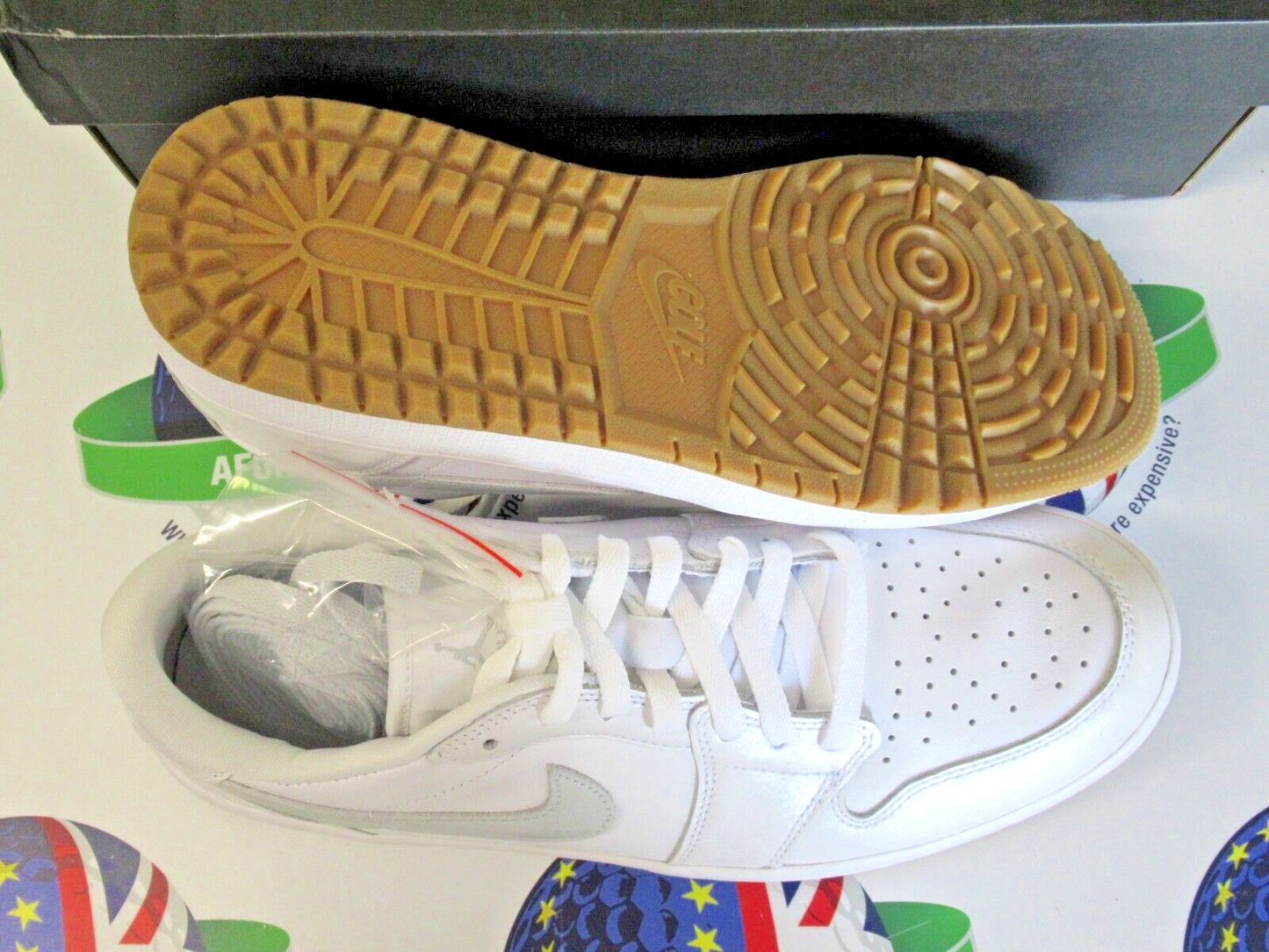 nike air jordan 1 low g golf shoes white/pure platinum uk size 7