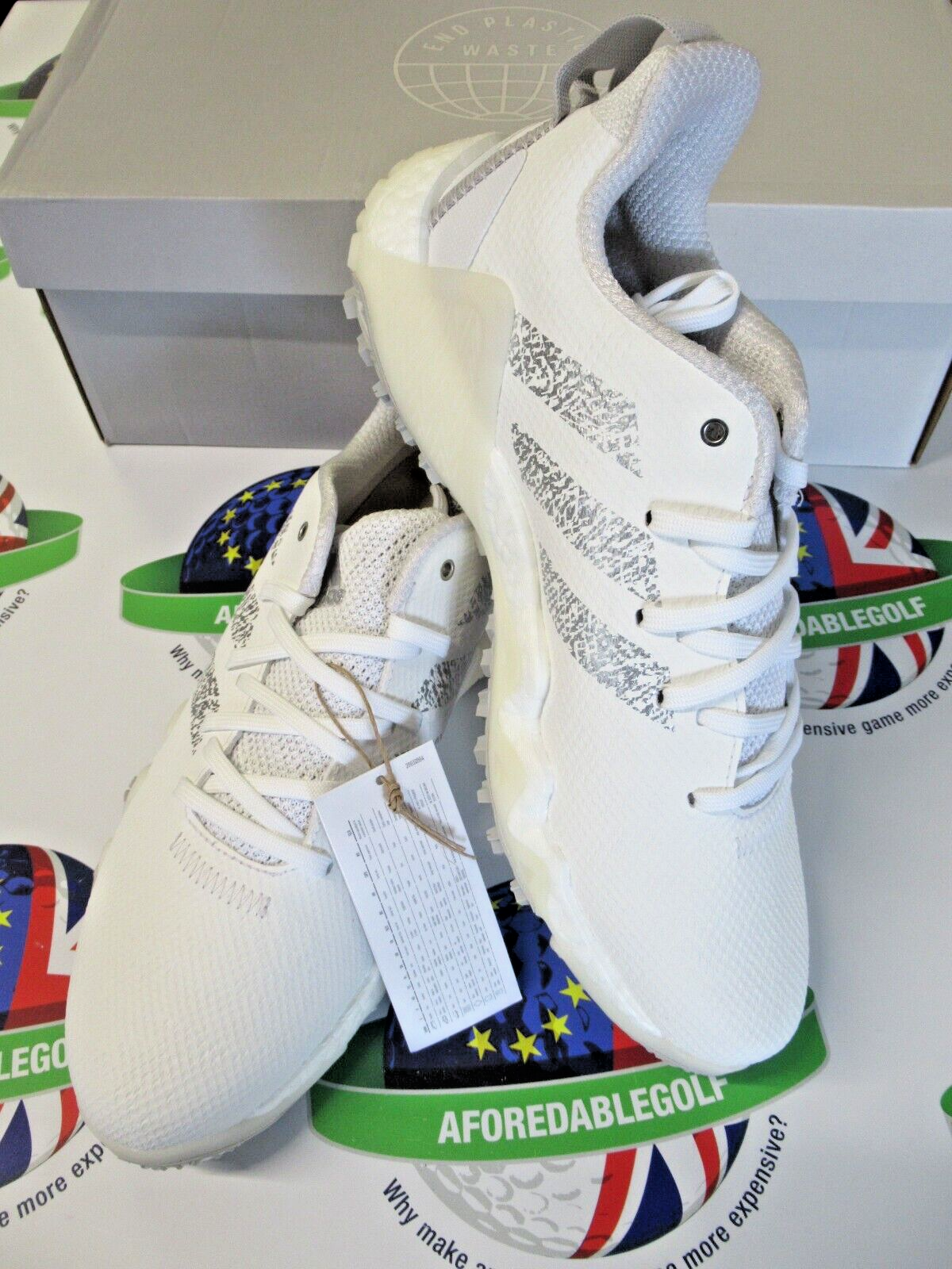 adidas code chaos 22 waterproof golf shoes white/grey/silver uk size 9.5 medium