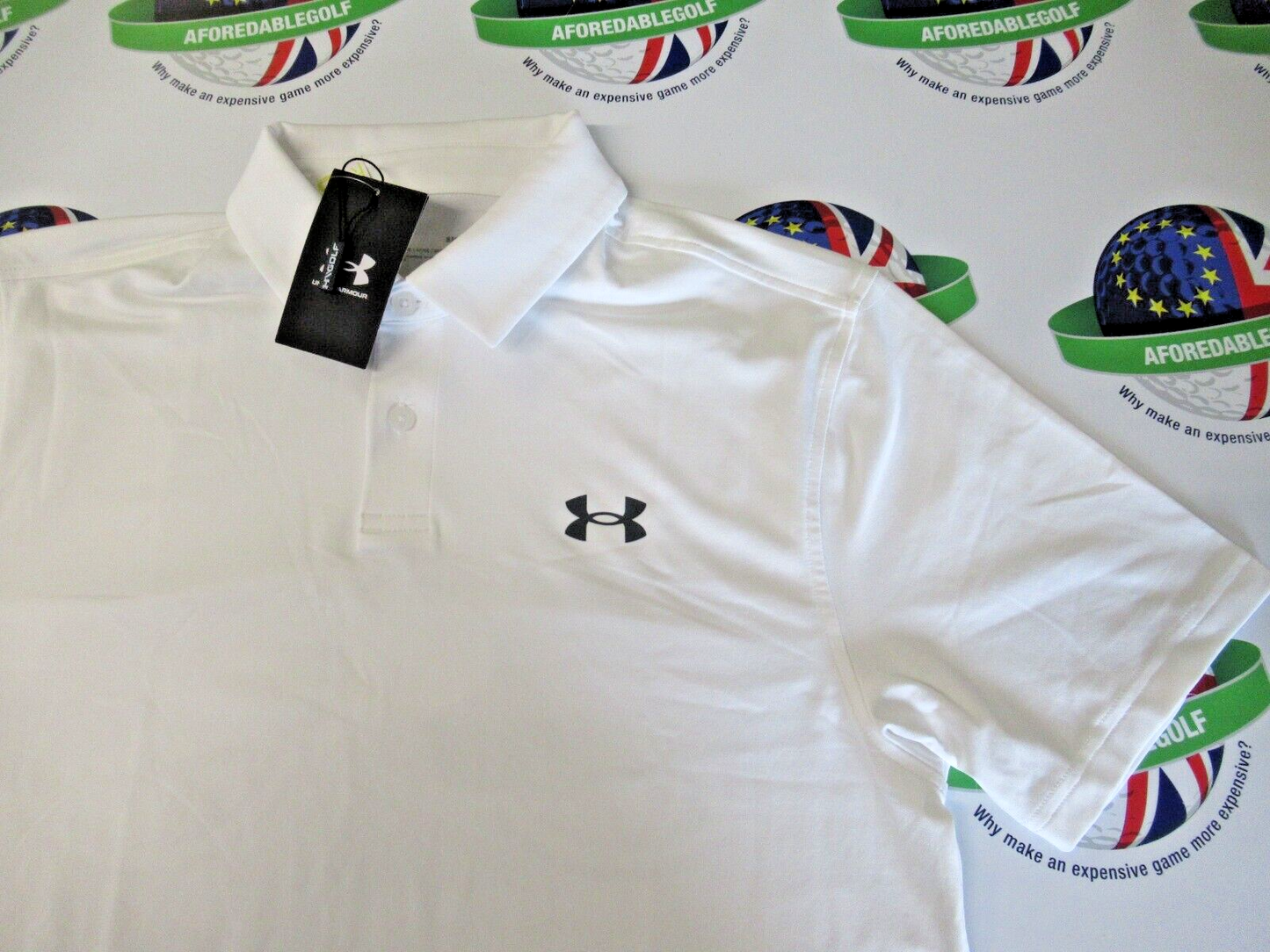 Under Armour T2G Polo Shirt White/Grey UK Size Small Loose