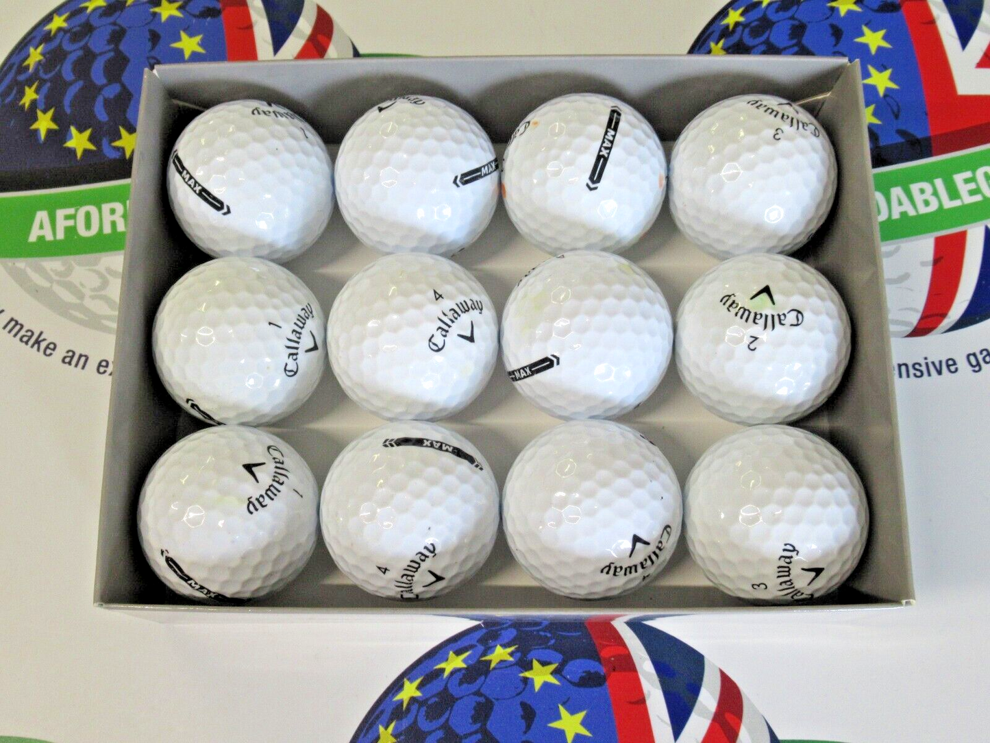 12 Callaway Supersoft Max Golf Balls Pearl/Pearl 1 Grade