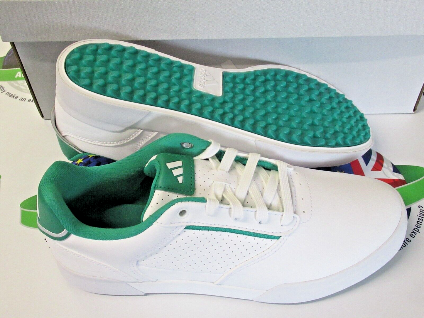 adidas retrocross white/green waterproof golf shoes uk size 12 wide