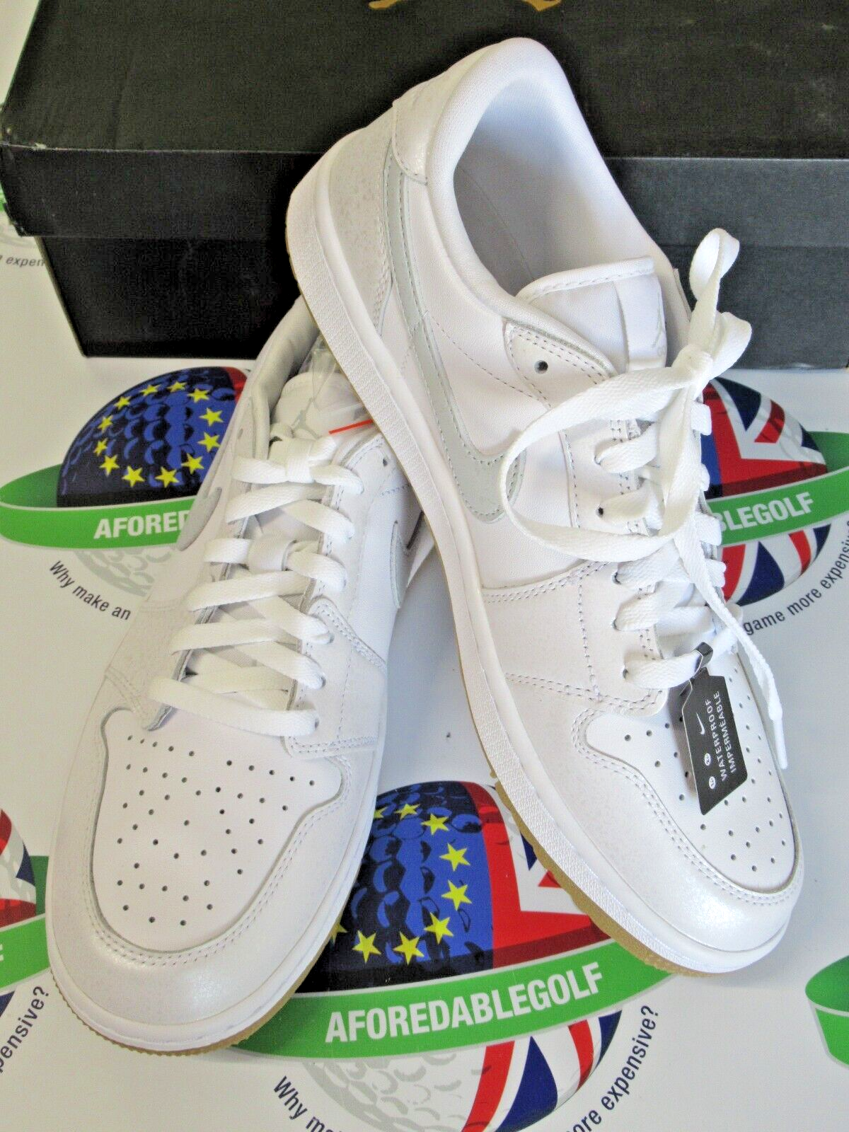 nike air jordan 1 low g golf shoes white/pure platinum uk size 7
