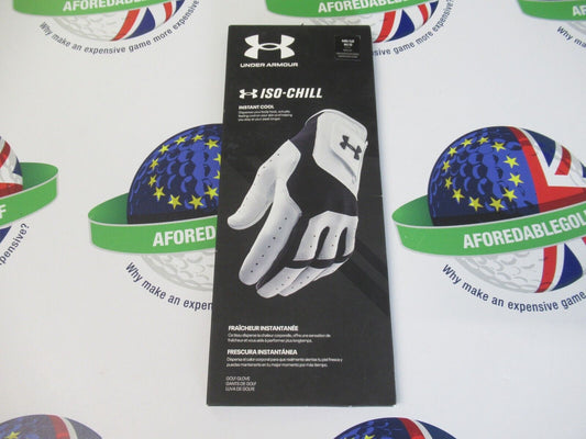 under armour iso-chill white/navy left hand golf glove size medium/large