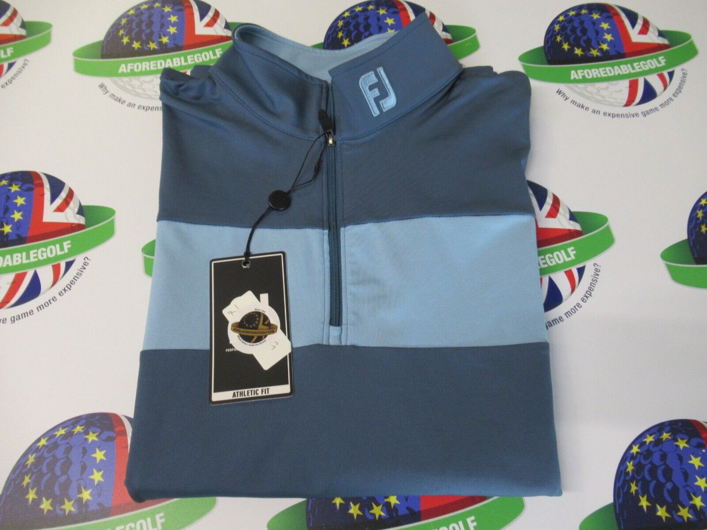 footjoy eu engineered chest stripe chill out 1/2 zip pullover ink/blue xl
