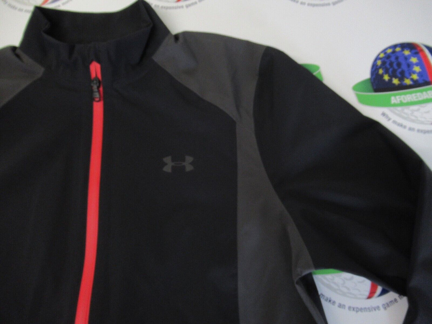 under armour portrush waterproof jacket grey/black/red uk size small loose