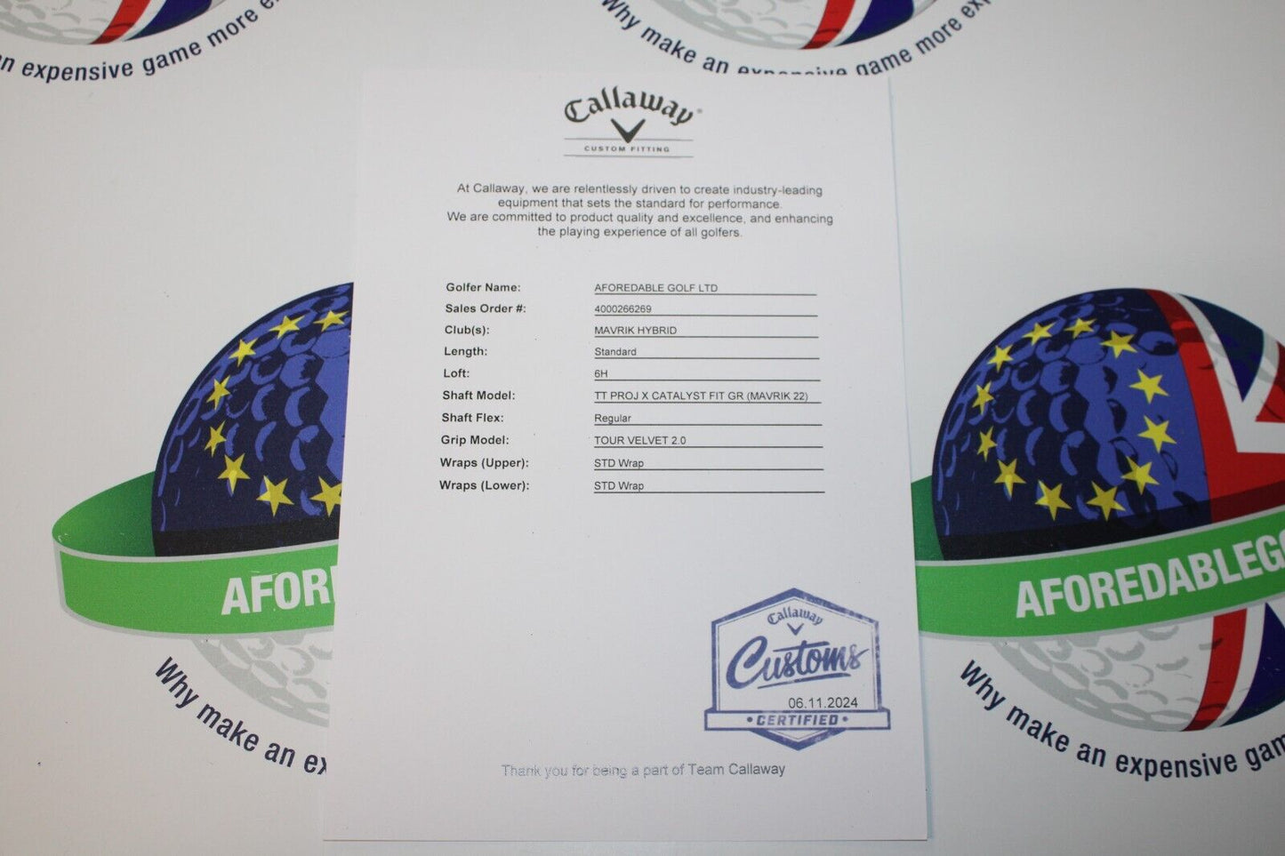 New Callaway Mavrik 26 Degree #6 Hybrid Project X Catalyst 65 5.5 Regular Flex