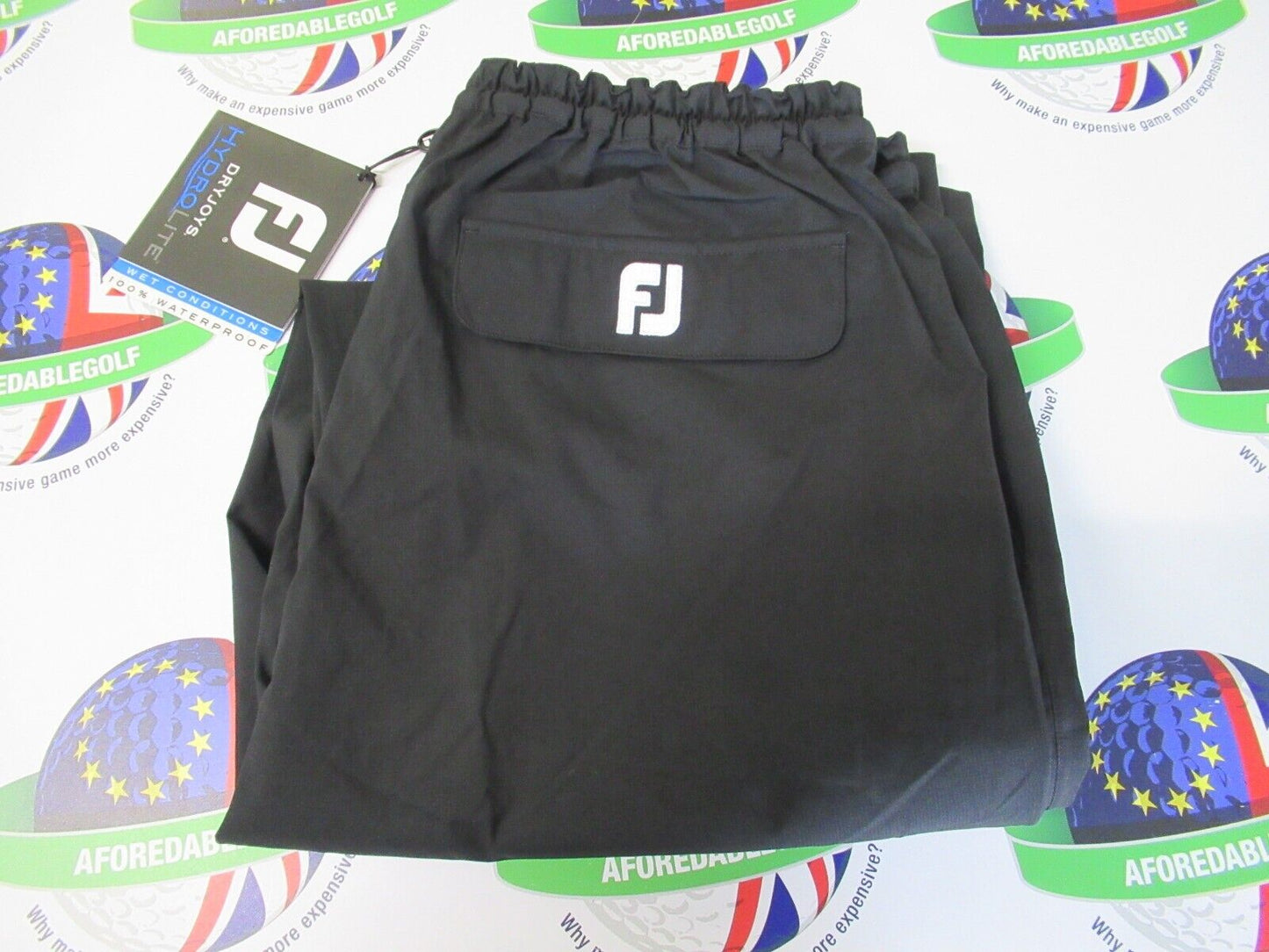 footjoy dryjoys hydrolite black waterproof rain trousers large 31" leg