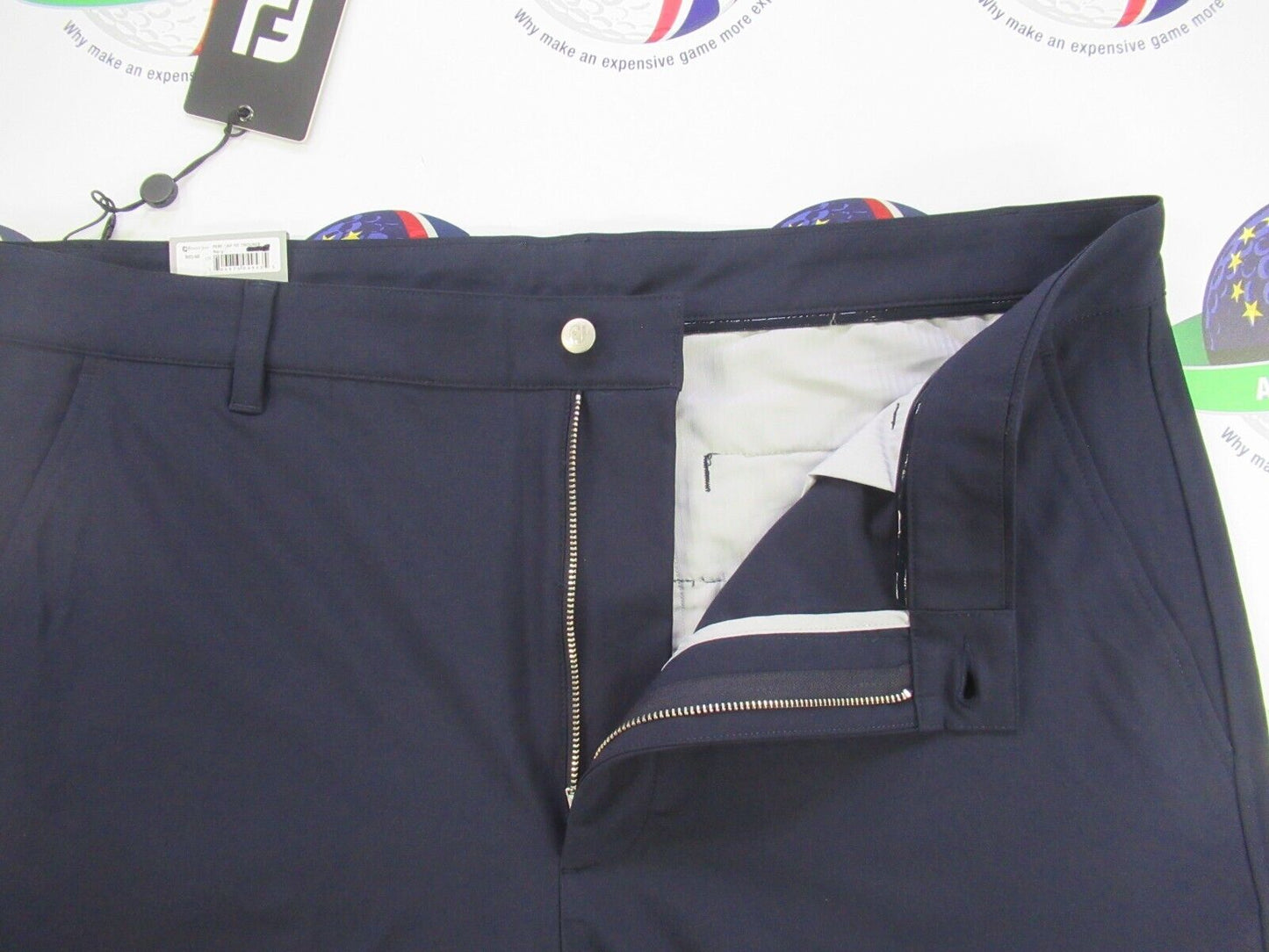 footjoy performance tapered fit trousers navy waist 40" x leg 32"