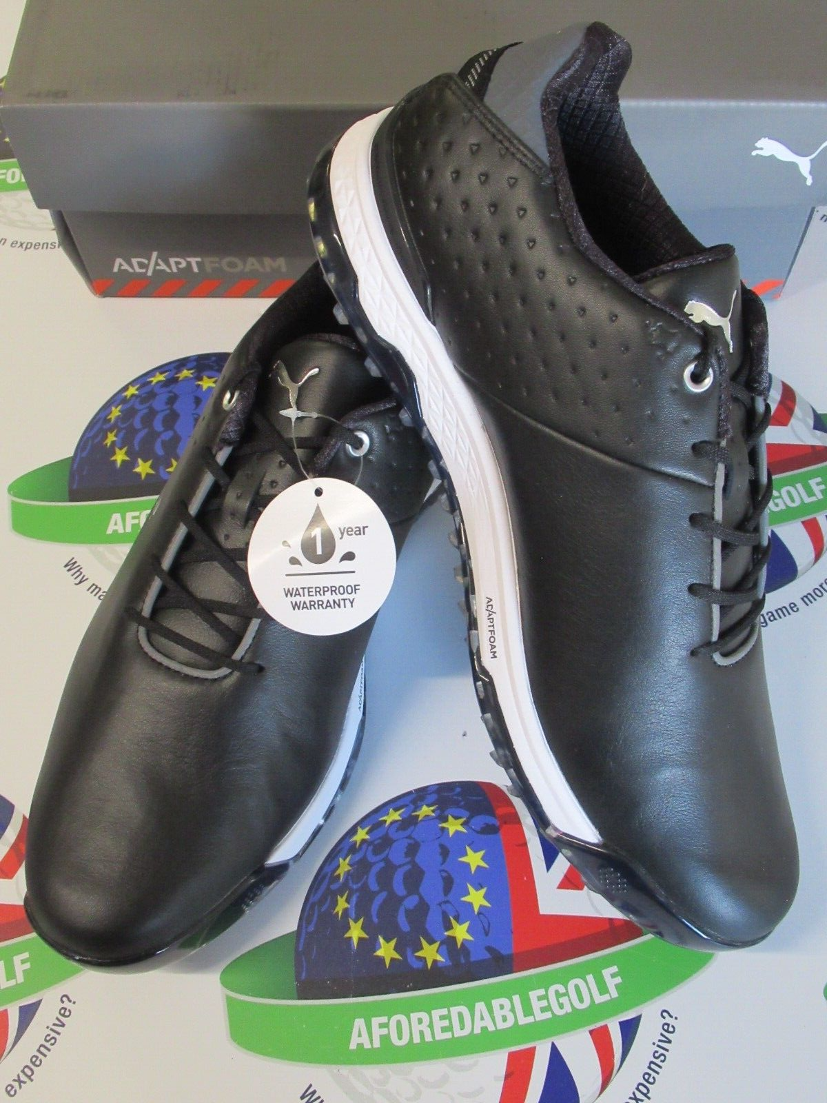 Puma Proadapt Alphacat Leather Golf Shoes Black/Silver UK Size 8
