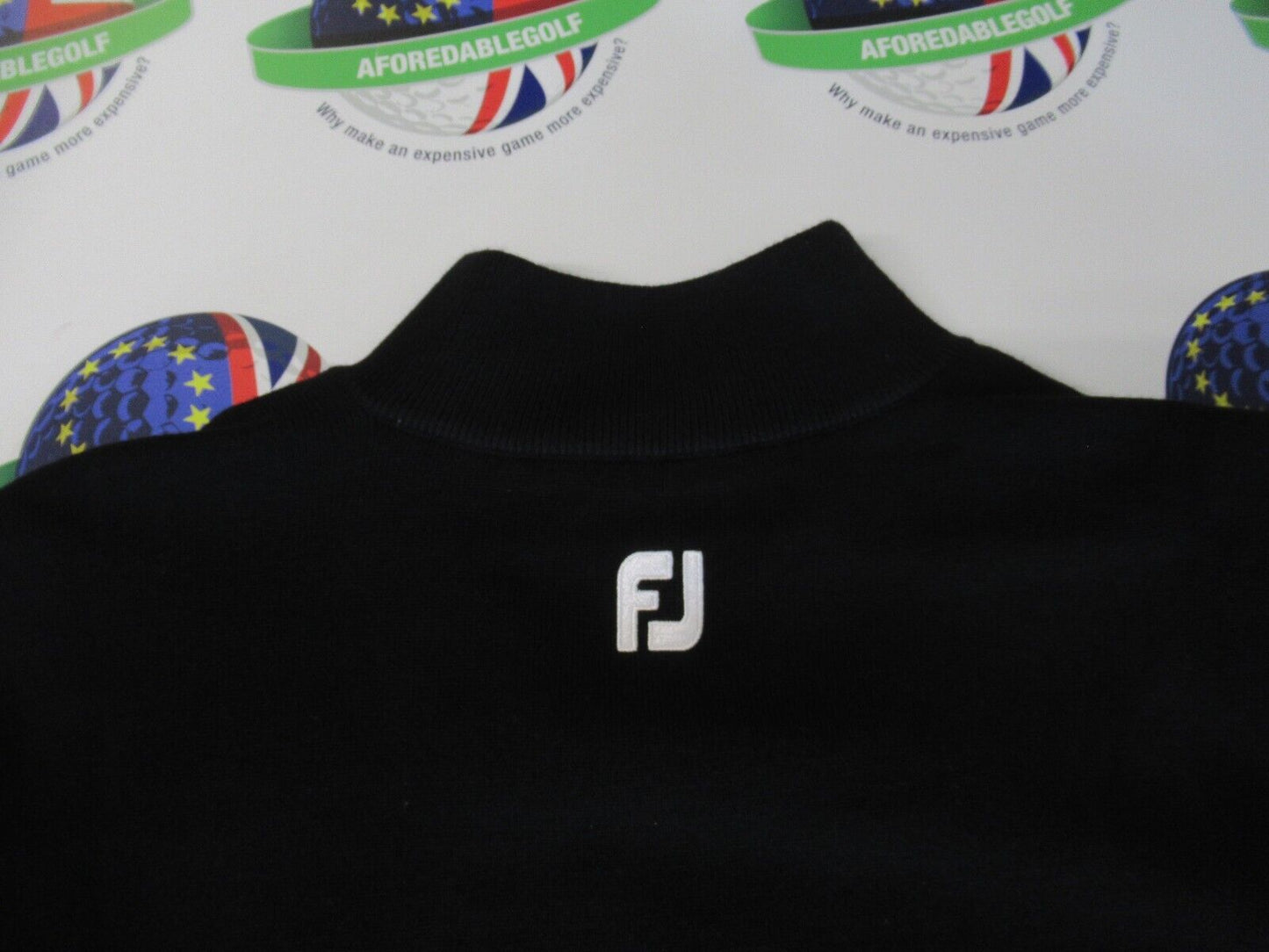 footjoy wool blend lined windproof 1/2 zip black pullover uk size large