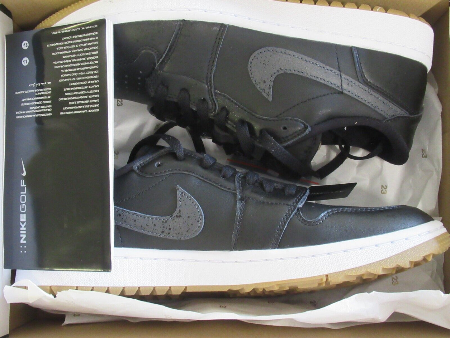 Nike Air Jordan 1 Low G Golf Shoes Black/Anthracite-Gum Med Brown UK Size 10