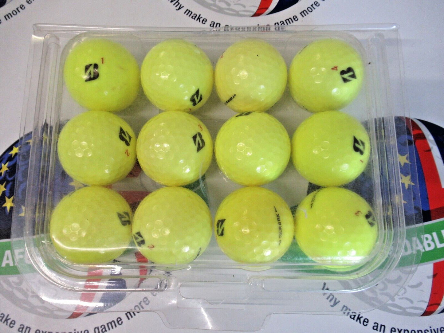 12 Bridgestone Tour B Rx Optic Yellow Golf Balls Pearl/Pearl 1 Grade
