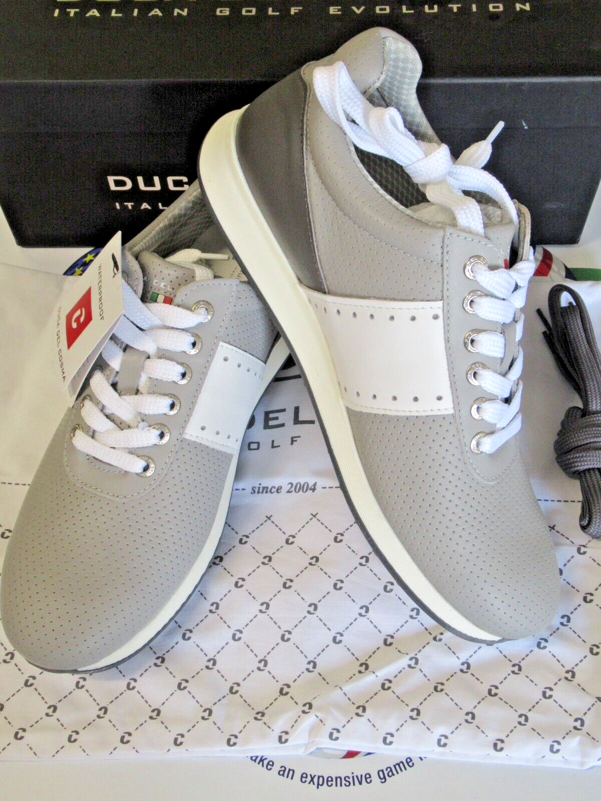 Duca Del Cosma Italian Leather Belair Golf Shoes Grey/Dark Grey/White UK Size 11