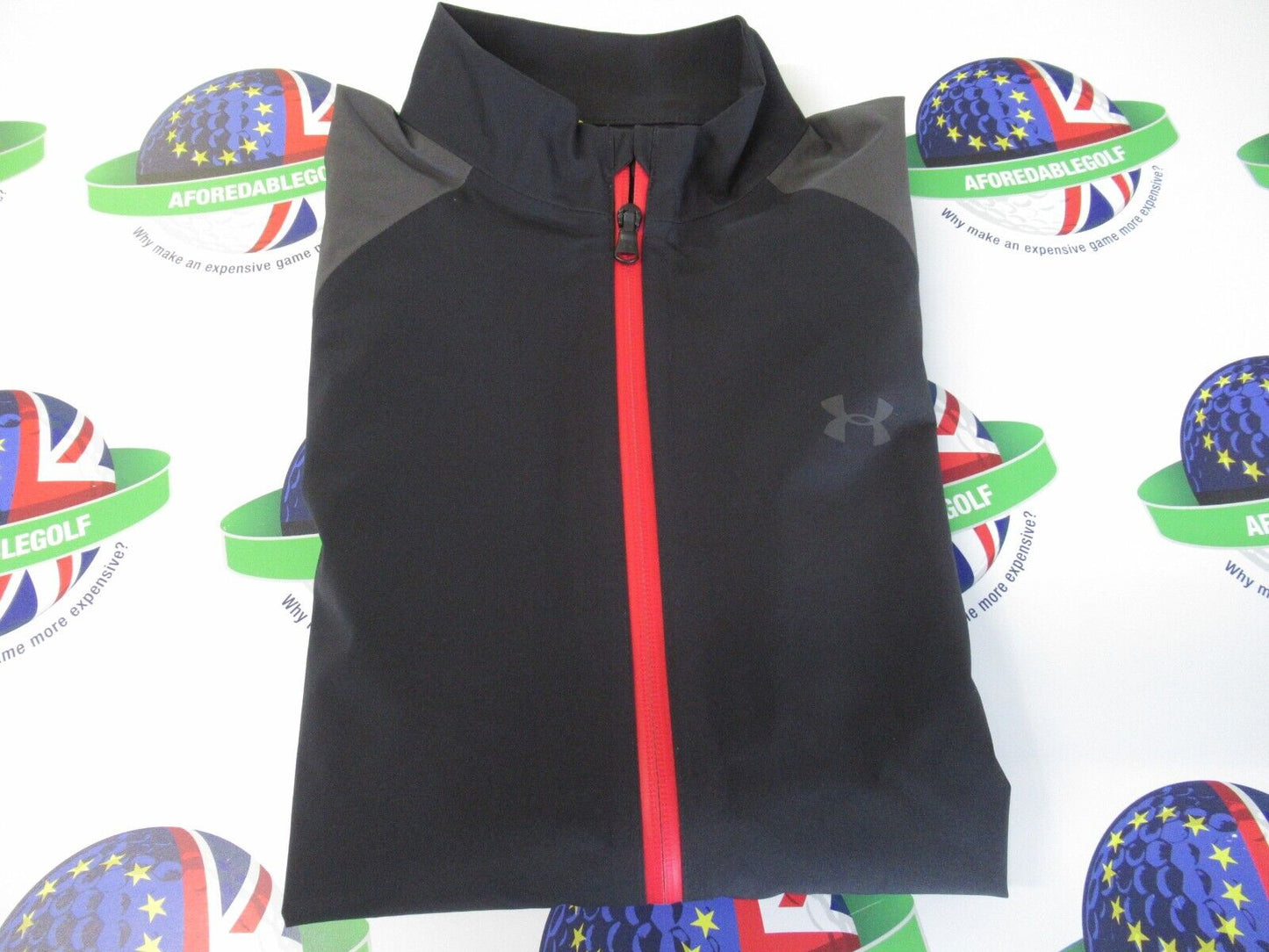 under armour portrush waterproof jacket grey/black/red uk size small loose