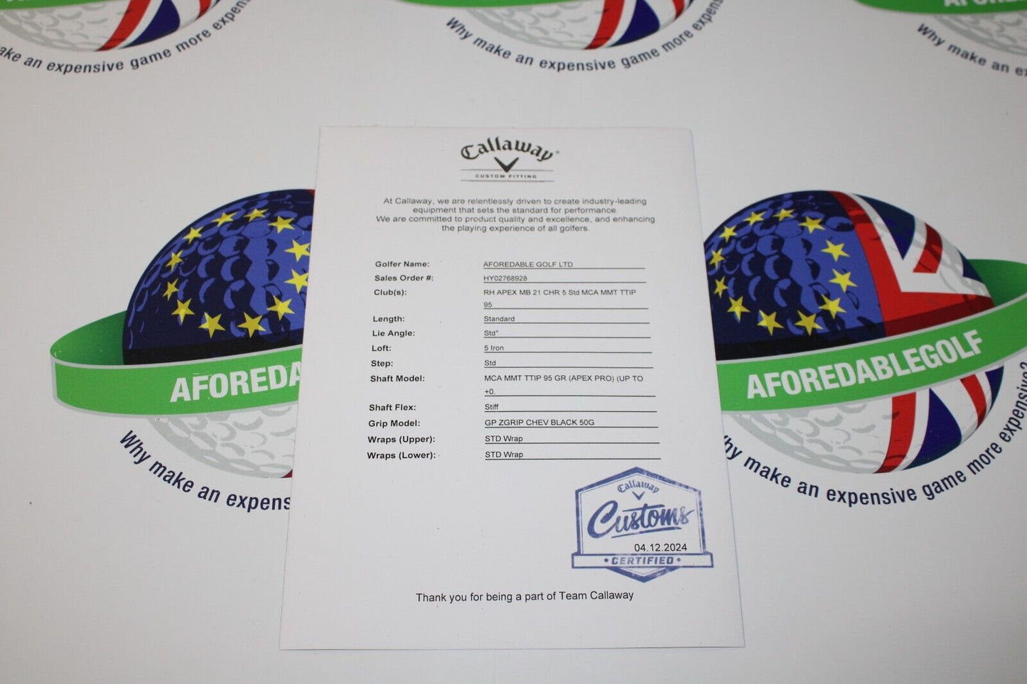 New Callaway Apex Mb Forged 5 Iron Mmt Type 304-Ss 95G Graphite Stiff Flex