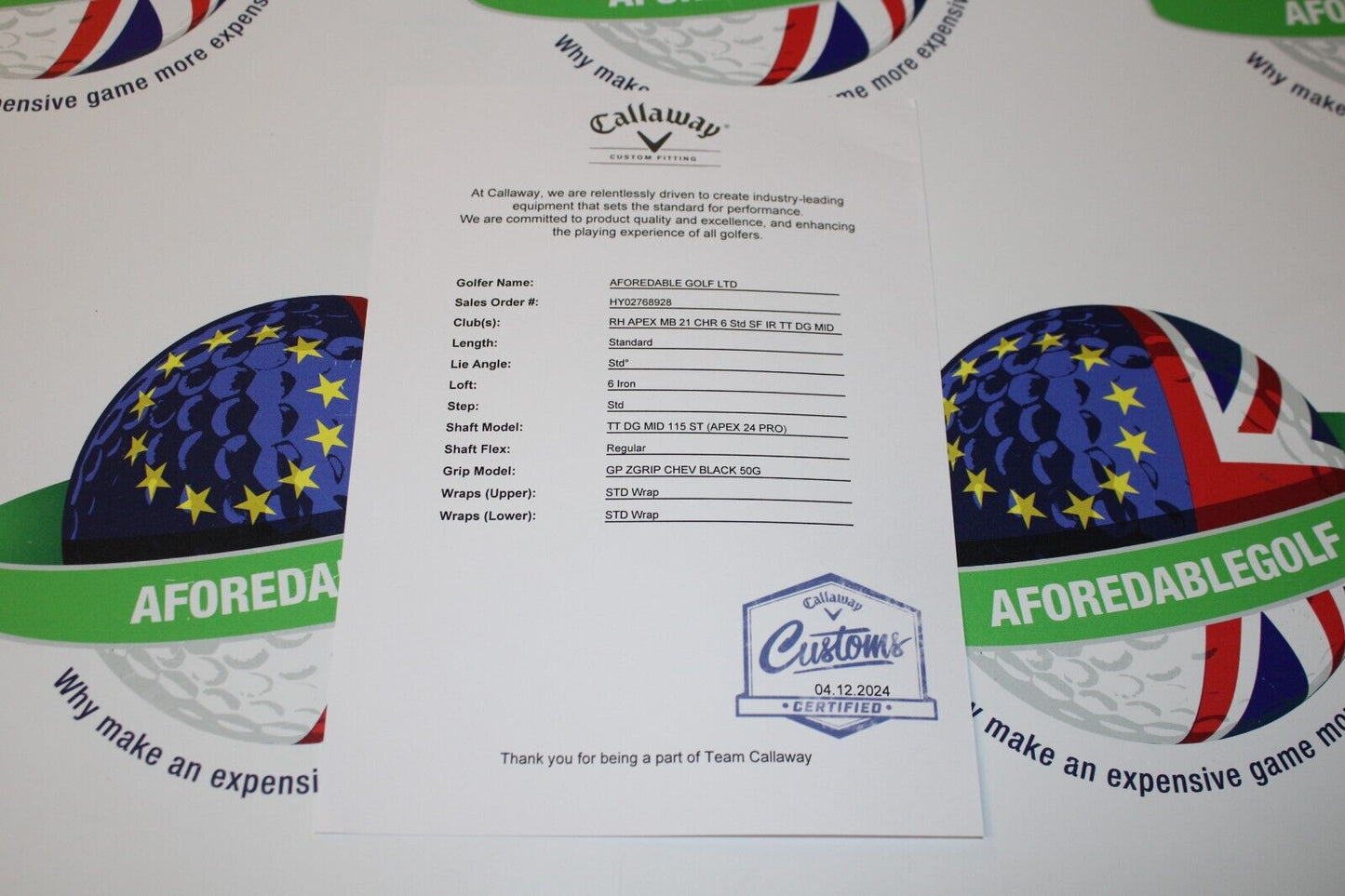 New Callaway Apex Mb Forged 6 Iron True Temper Dynamic Gold Mid 115 R300 Regular