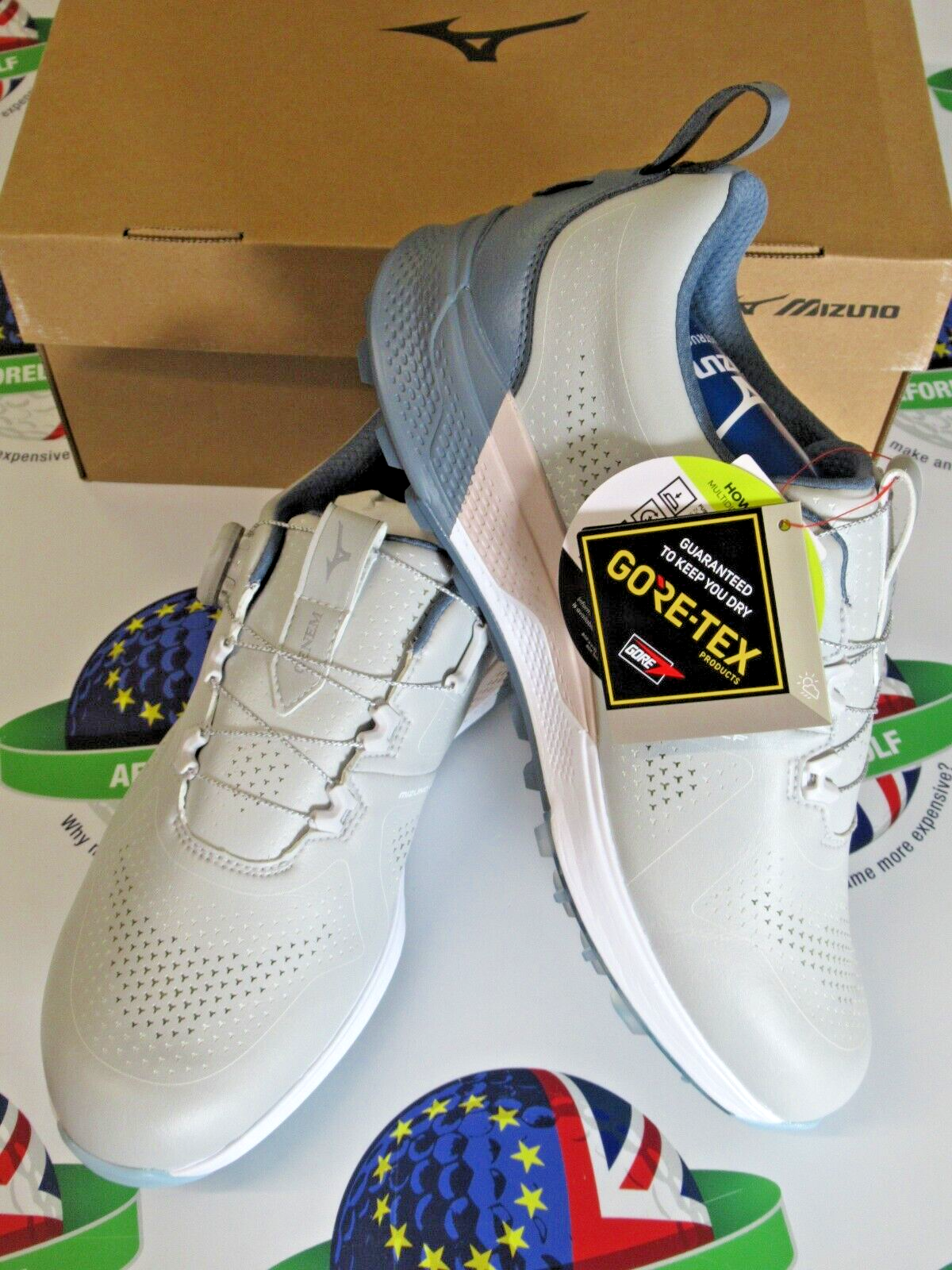 Mizuno Genem Wg Gore-Tex Boa Waterproof Golf Shoes Grey/China Blue UK Size 7.5