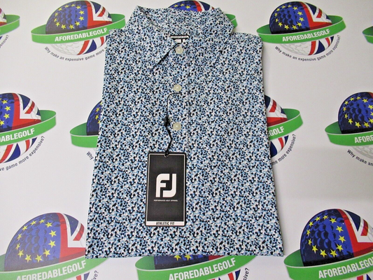 footjoy eu confetti print polo shirt true blue uk size large