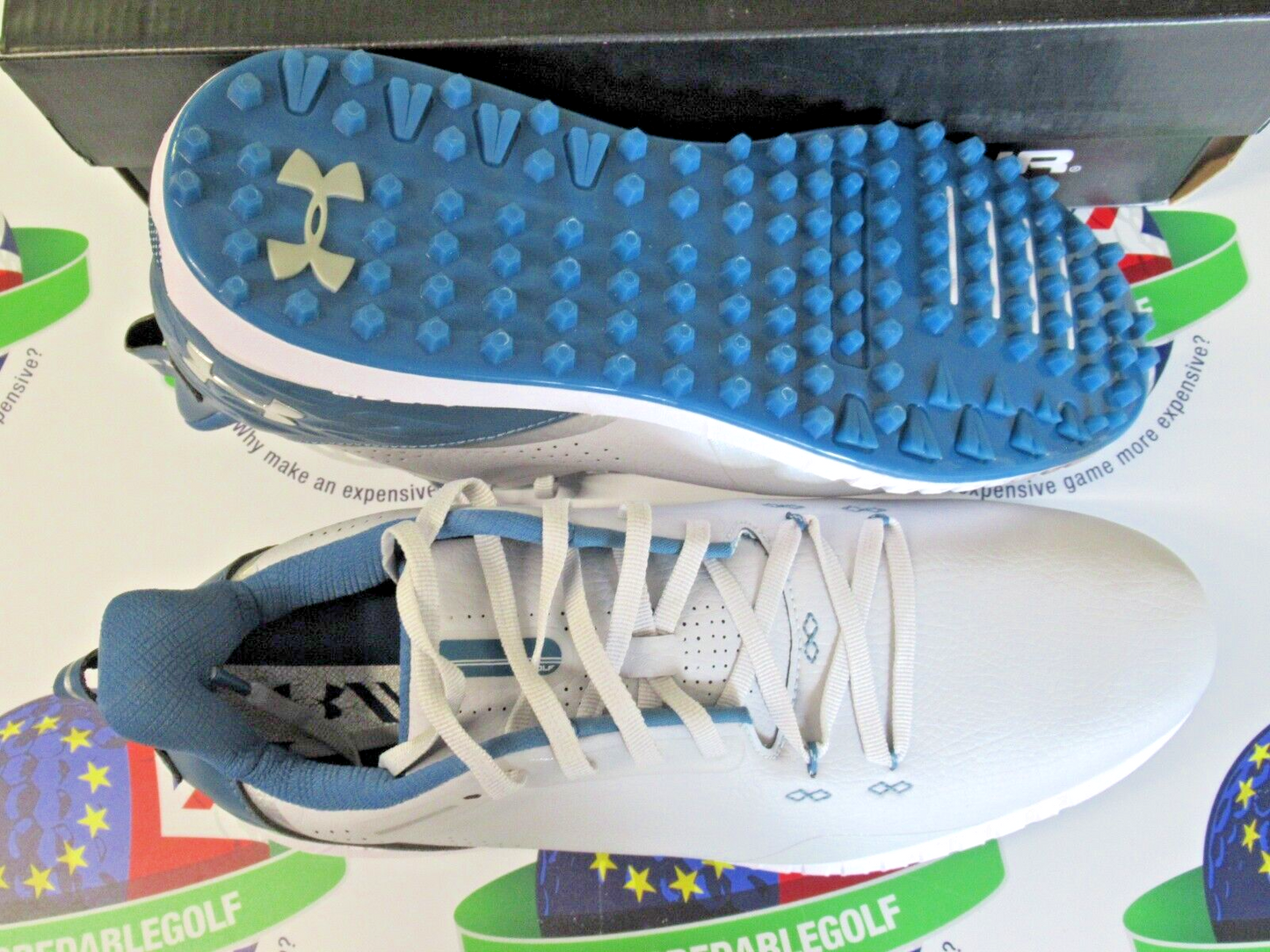 Under Armour Hovr Drive 2 Sl Waterproof Golf Shoes Grey/Blue UK Size 8.5