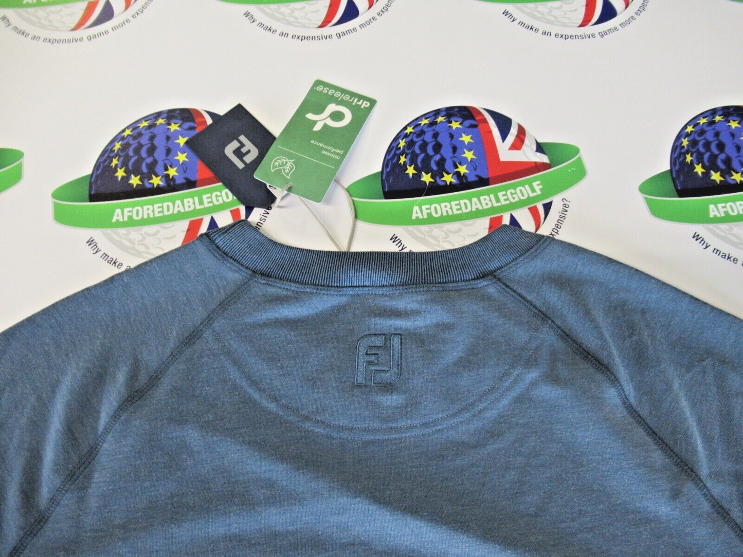 Footjoy Eu Dri Release French Terry Crew Neck Sweater Heather Ink UK Size Large