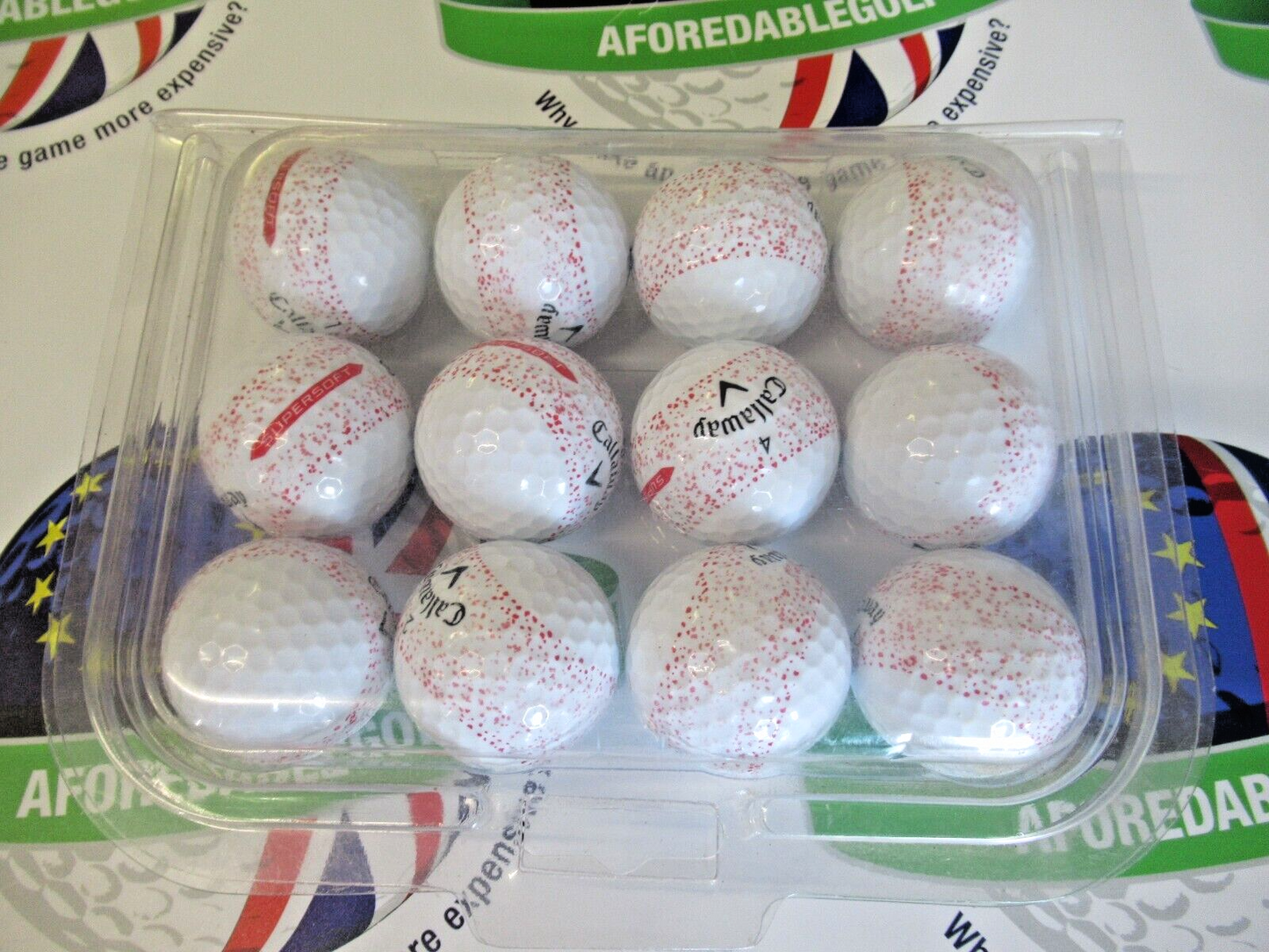 12 Callaway Supersoft Splatter Red Golf Balls Pearl/Pearl 1 Grade