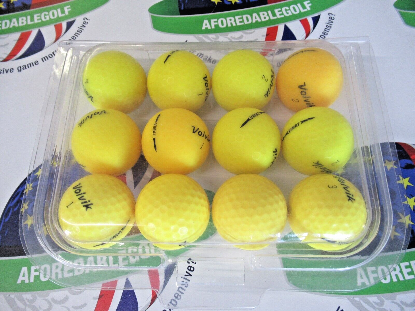 12 Volvik Vimat Matte Finish Yellow Golf Balls Pearl/Pearl 1 Grade