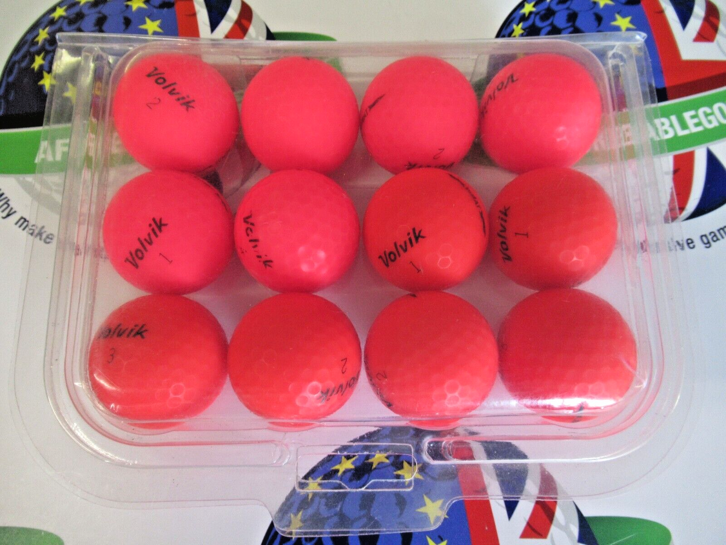12 Volvik Vimat Red Matte Finish Golf Balls Pearl/Pearl 1 Grade