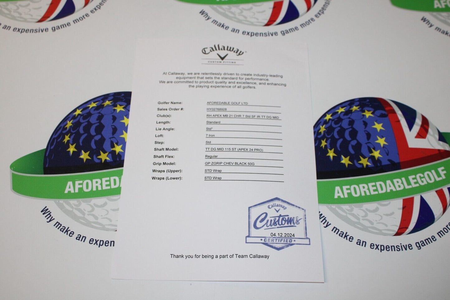 New Callaway Apex Mb Forged 7 Iron True Temper Dynamic Gold Mid 115 R300 Regular