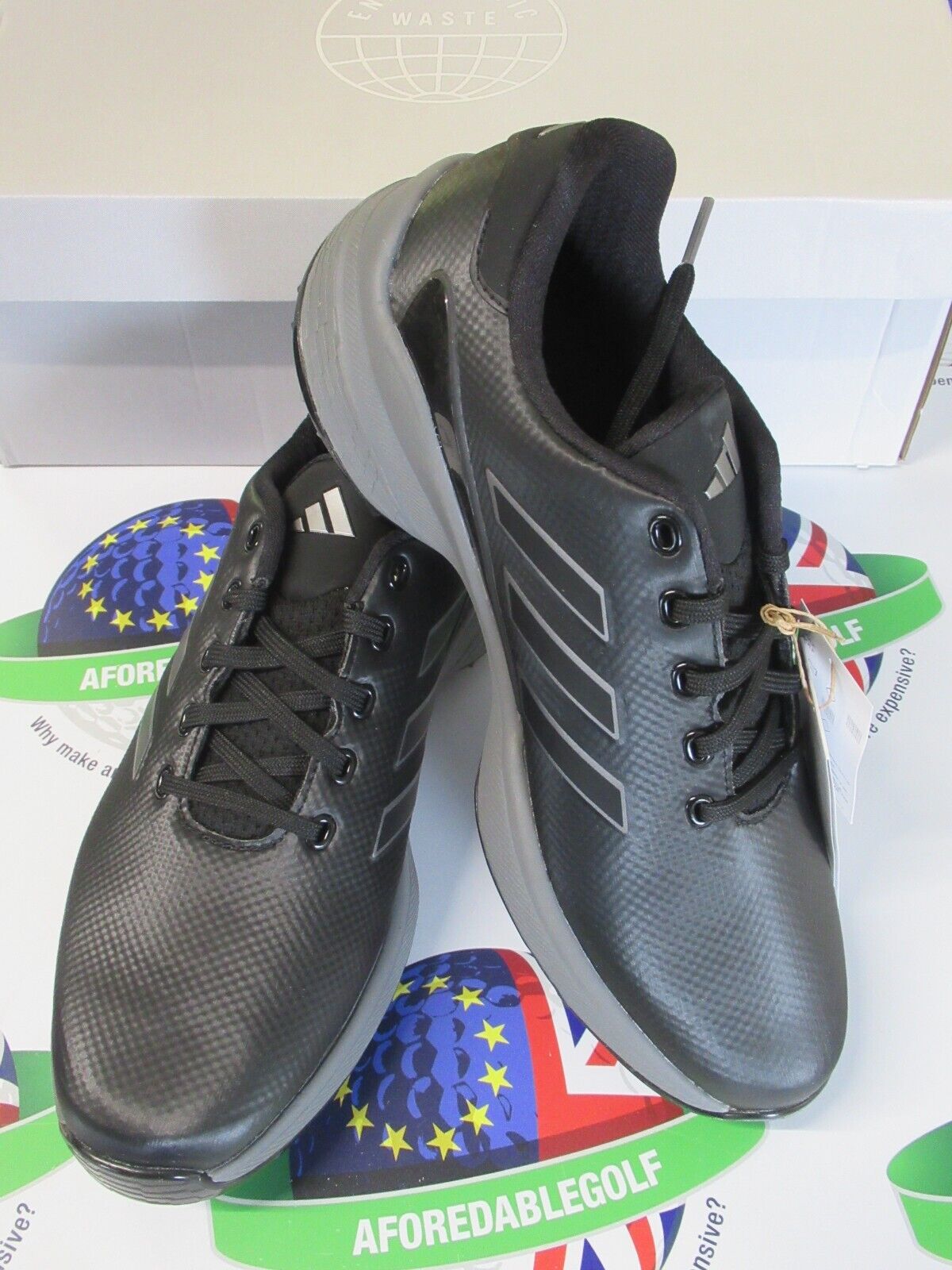 adidas zg23 waterproof golf shoes black/grey uk size 12