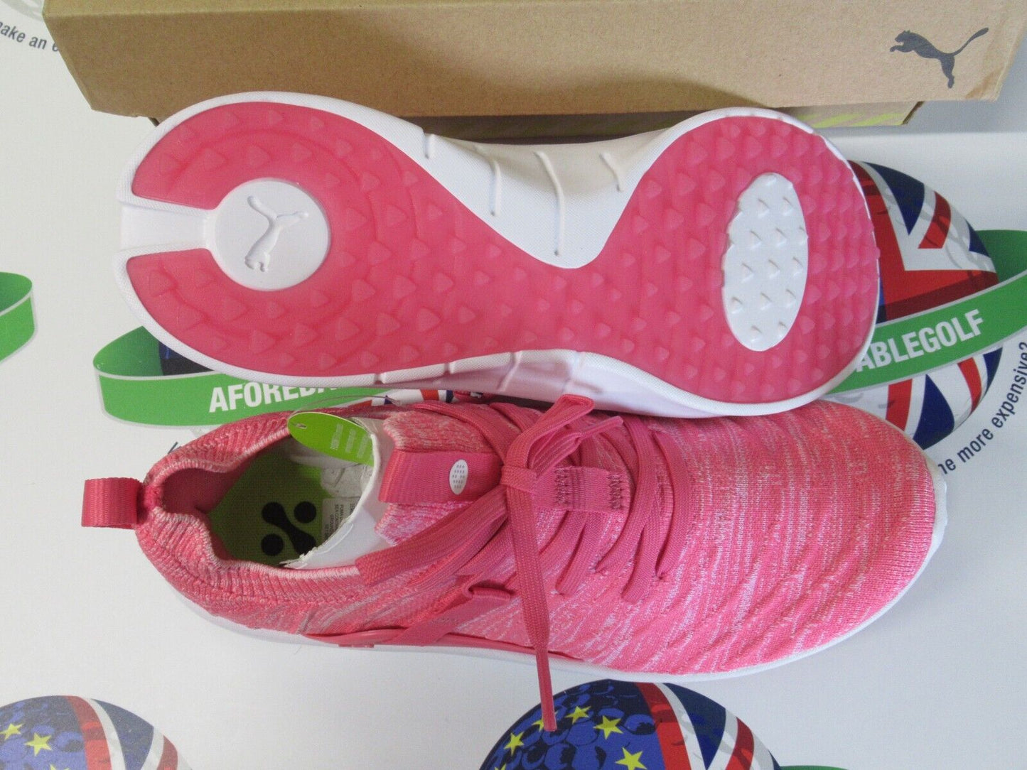 puma ladies laguna fusion knit golf shoes sunset pink-white uk size 6.5